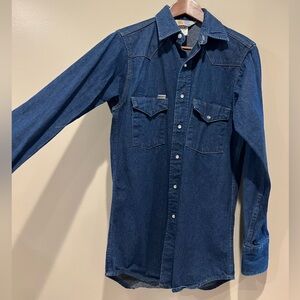 Vintage Carhartt Rugged Outdoor Wear Blue Denim Shirt
